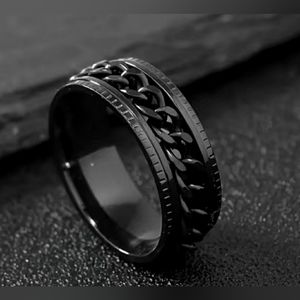 Mens Black Stainless Steel Chain Band, sz 12, NWT